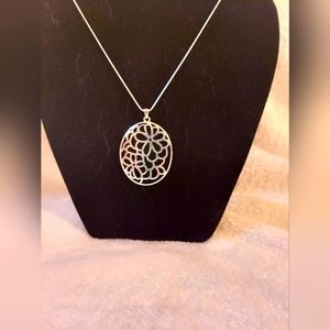 Vintage Cut-out Floral Necklace, 16" Snake Chain +3" Extender Chain